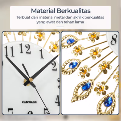 TaffHOME Jam Dinding 3D Quartz Clock Retro European Style 37cm - H21 - Golden — gambar 4