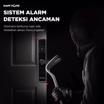 TaffHOME Smart Door Lock Fingerprint Password Card Alarm - P-7 - Black — gambar 4