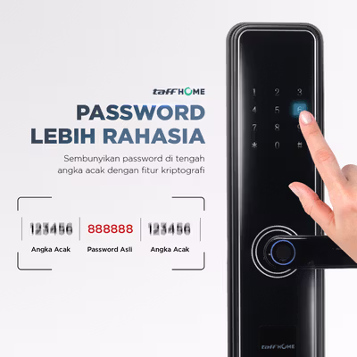 TaffHOME Smart Door Lock Fingerprint Password Card RFID Alarm - XR24 - Black — gambar 4