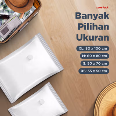 TaffPACK Kantong Plastik Vakum Pakaian Multisize 10 PCS Hand Pump - WH021 - White — gambar 4