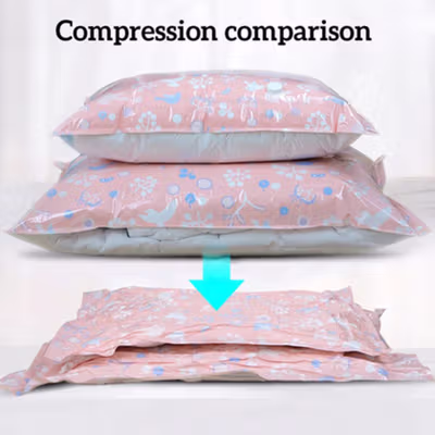 TaffPACK Kantong Plastik Vakum Pakaian Multisize 8 PCS with Hand Pump - SN1000 - Pink — gambar 4