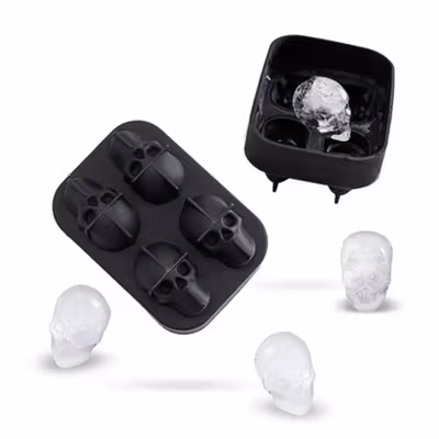 TaffHOME Cetakan Es Batu Silikon Tengkorak 4 Grid Ice Cube Mold - SKL142 - Black — gambar 4