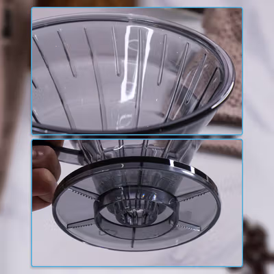 One Two Cups Filter Penyaring Kopi V60 Cone Coffee Dripper Plastik - SE105 - Gray — gambar 4