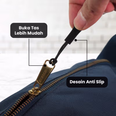 Tali Ritsleting Tas Gantungan Plastik Nilon - RV98 - Black — gambar 4