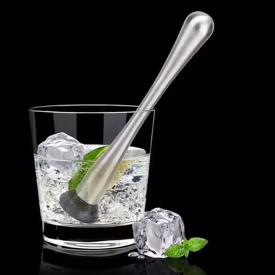 BalmyDays Slim Waist Muddler Bar Mixer Mojito DIY Cocktail Tools 22cm - Silver — gambar 4