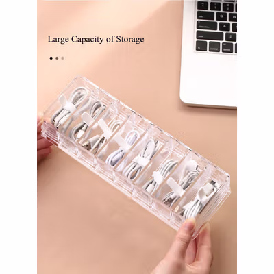 BNBS Kotak Kabel Organizer Cable Storage Box Acrylic 8 Slot - BN-2046 - White — gambar 4