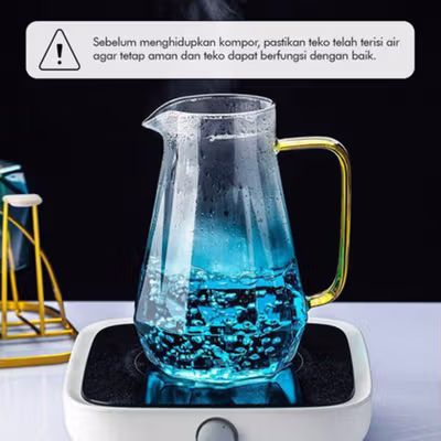 BORREY Teko Pitcher Kaca Tahan Panas Api Water Jug Borosilicate 1.8L - BRO-047 - Transparent — gambar 4
