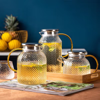 BORREY Teko Teh Pitcher Chinese Teapot Glass Tahan Panas Api 1514ml - CW2364 - Brown — gambar 4