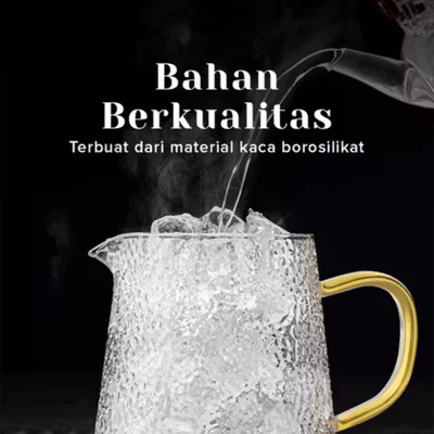 BORREY Teko Teh Kaca Saringan Tahan Panas Api Infuser Teapot 450ml - BR-035 - Transparent — gambar 4