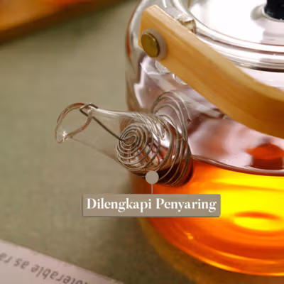 CHAPIN Teko Teh Pitcher Chinese Teapot Glass Tahan Panas Api 1.1L - BR-8423 - Transparent — gambar 4