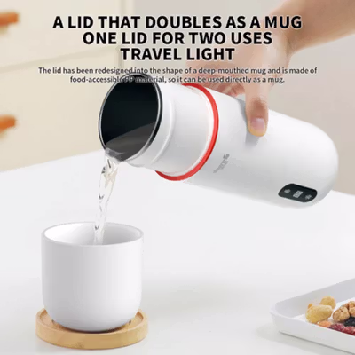Deerma Botol Teko Elektrik Pintar Portable Water Bottle 300W 350ml - DEM-DR035S - White — gambar 4