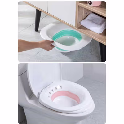 H&W Sitz Bath Baskom Kloset Perawatan Wasir Perineum Foldable - XSSG - Green — gambar 4