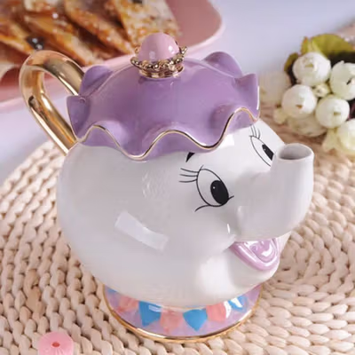 Kato Kogei Set Teko Cangkir Keramik Kopi Teh 1 Teapot 1 Cup Mrs Potts - LFGBEEC - White — gambar 4