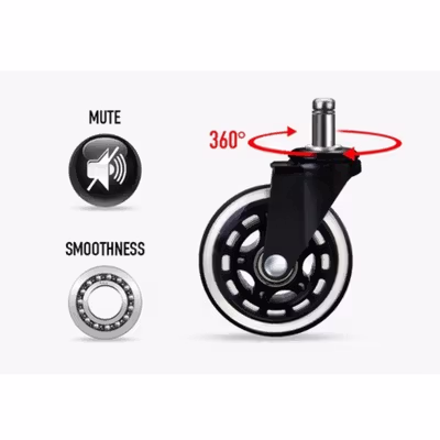 NAIERDI Roda Kursi Kantor Rollerblade Caster 76mm 5 PCS - Caster-001 - Black — gambar 4