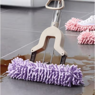 Chenille Kain Pel Microfiber Sarung Kaki Cendol Floor Cleaning Slipper - CN706 - Purple — gambar 4