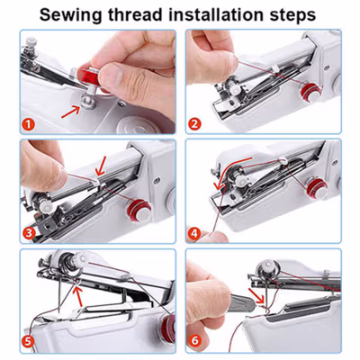 DOLLOLY Mesin Jahit Tangan Portable Electric Sewing Machine Handheld - CS-101B - White — gambar 4