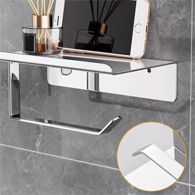 ELFLY Tempat Tisu Toilet Rak Gantung Kamar Mandi Storage Rack - K7 - Black — gambar 4