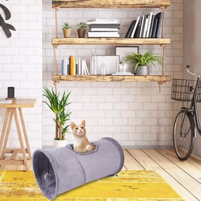 GUAJA Terowongan Mainan Kucing Cat Tunnel Foldable - GJ1 - Gray — gambar 4