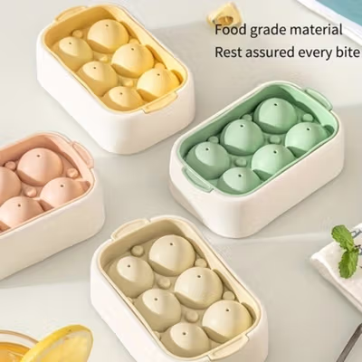 INOUT Cetakan Es Batu Silikon Bulat 6 Grid Ice Cube Mold Food Grade - SY-23-010 - Green — gambar 4