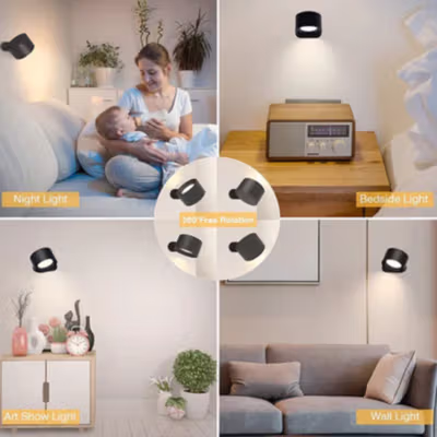 ISFRIDAY Lampu Dinding Hias Indoor Double Side Wall Lamp 3in1 Color 5W - BD01 - Black — gambar 4