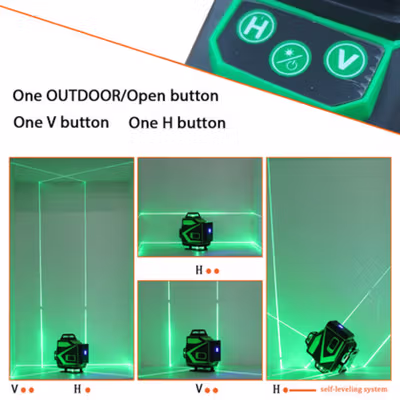 Taffware Laser Level Self Leveling 4D 16 Lines 2400mAh with Remote - KK-36 - Green — gambar 4