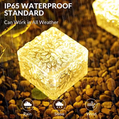 ARMOUR&DANFORTH Lampu Taman Outdoor Tanam Ice Brick Warm White 3000K Warm Light - GB066 - Transparent — gambar 4