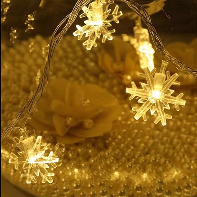 Lampu Hias String Lights Snowflake Christmas Decoration Battery 20 LED - HH-002 - Warm White — gambar 4