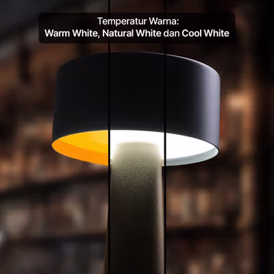 TaffLED Lampu Meja Hias Touch LED USB Rechargeable Tri Color 3W - QS-004 - Black — gambar 4