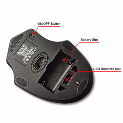 iMICE Mouse Gaming Wireless Optical 2.4GHz Ergonomic 2000DPI Normal Version - E-1800/G-1800 - Black — gambar 4