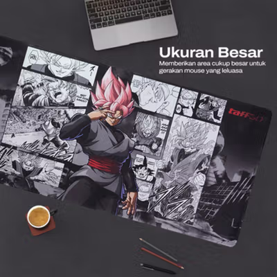 TaffGO Gaming Mouse Pad Dragon Ball Manga Panel 800x400x2mm - WXDBZ - Gray — gambar 4