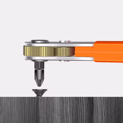 Alloet Kunci Pas Hexagon Ratchet Spanner Two Way - MXT-373 - Orange — gambar 4