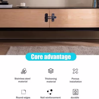 TaffHOME Grendel Kait Pintu Geser Kunci Sliding Door Latch Steel - B100 - Black — gambar 4