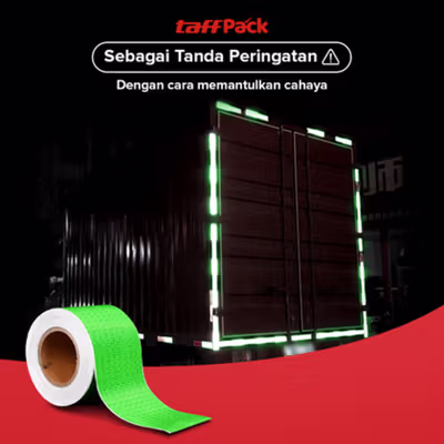TaffPACK Stiker Reflektor Mobil Pemantul Cahaya Warning Sign 25M 50mm - TP25 - Green/Yellow — gambar 4