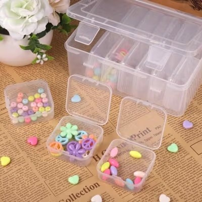 Kotak Penyimpanan Perhiasan Organizer Plastic Jewelry Box - J-4 - Transparent — gambar 4