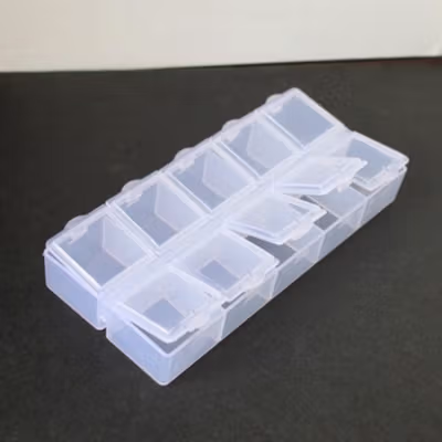 Kotak Perhiasan Aksesoris Plastic Storage Jewelry Box 10Grid - PJ-10 - Transparent — gambar 4