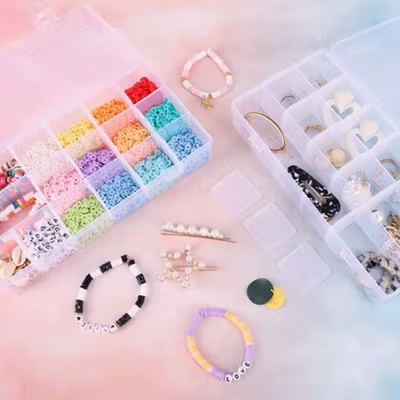 Kotak Perhiasan Aksesoris Plastic Storage Jewelry Box 8 Grid - PJ321 - Transparent — gambar 4
