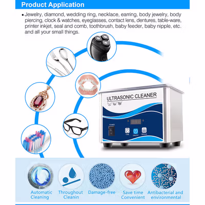 Taffware Mesin Pembersih Perhiasan Ultrasonic Cleaner 35W - GA008 - Silver — gambar 4