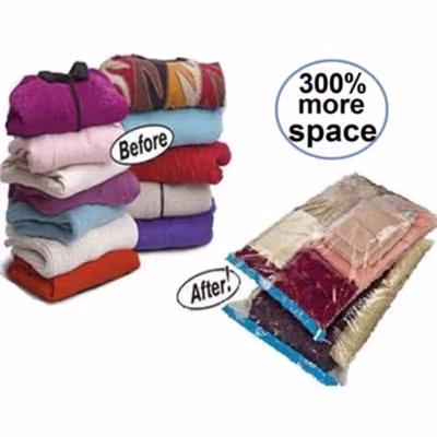 TaffPACK Kantong Plastik Vakum Pakaian Multifungsi Vacuum Bag 1 PCS 80x110cm - YK-1000 - Transparent — gambar 4