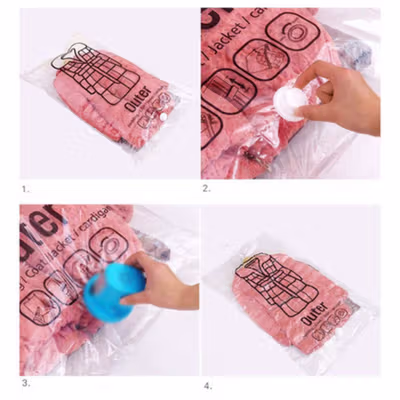 TaffPACK Kantong Vakum Baju Vacuum Compression Bag 1 PCS L - SN024 - Transparent — gambar 4