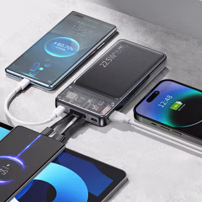 Shark Power Bank 10000mAh Fast Charging PD 2in1 Cable USB Port 22.5W - KP103 - Black — gambar 4