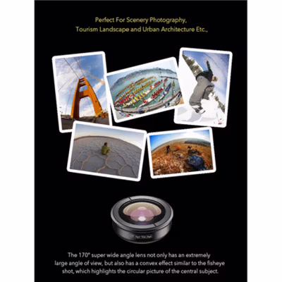 APEXEL Lensa Kamera HP Super Wide 170 Degree Angle Lens With Klip - APL-HB170 - Black — gambar 4