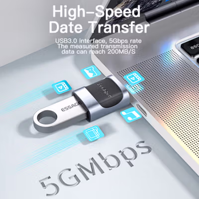 ESSAGER OTG USB Type C to Type A 3.0 Adapter Fast Charging 3A - EZJCA-XL01 - Black — gambar 4