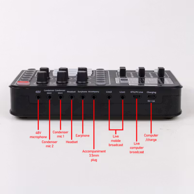 TaffSTUDIO Soundcard External Live Boardcast Audio Mixer Bluetooth 5.0 - M6 - Black — gambar 4
