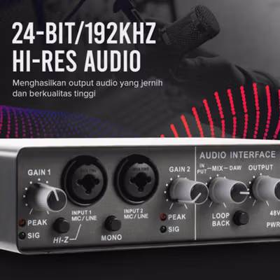 TEYUN External Sound Card Audio Interface Preamp High Speed USB 2.0 - Q-24 - Black — gambar 4