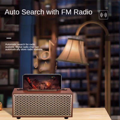 MOMO Portable Wireless Speaker Vintage Wood Bluetooth 5.0 1200mAh - XM-5H - Coffee — gambar 4
