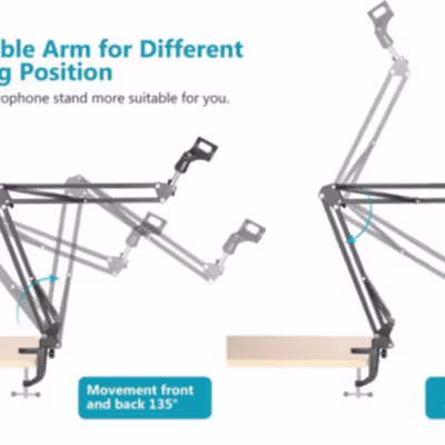 TaffSTUDIO Arm Stand Suspensi Mikrofon Scissor Lazypod Aluminium - NB-35 - Black — gambar 4