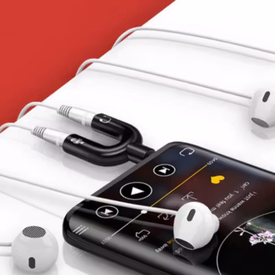 TaffSTUDIO Splitter Audio U Shape 3.5mm ke Headphone dan Mic - K0650 - Black — gambar 4