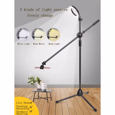 TaffSTUDIO Tripod Stand Holder Smartphone Boom Arm with Ring Light - CN-171 - Black — gambar 4
