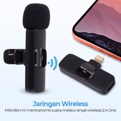 TaffSTUDIO Wireless Lavalier Lapel Microphone Vlogger Lightning 2.4GHz - HO86 - Black — gambar 4
