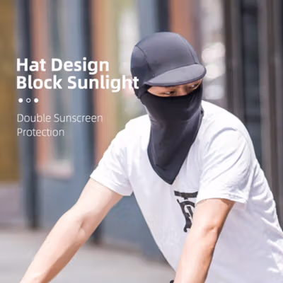 Masker Topi Sepeda Full Face Cycling Cap Anti UV Hat Spandex - LF7357 - Black — gambar 4